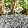 Outdoor Rug  - Flower Wheel Black and Grey