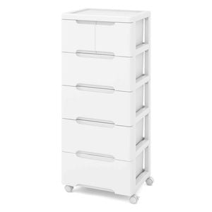 Costway Rolling Storage Cabinet Cart 6 Drawer Organizer Wheel White