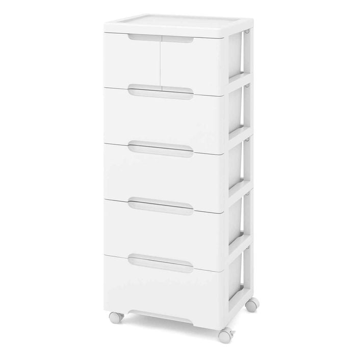 Costway Rolling Storage Cabinet Cart 6 Drawer Organizer Wheel White