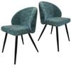 BRIBRION x2 Linen Dining Chairs Black Metal Legs Upholstered Fabric Modern Kitchen Restaurant Green