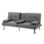 Oikiture Sofa Bed Lounge Cup Holder Fabric Grey