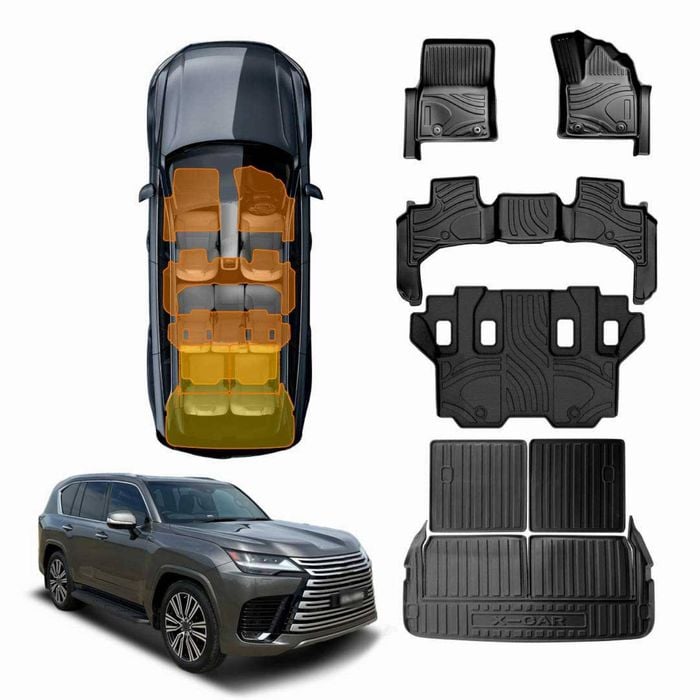 3-Pcs Boot Liner & Floor Mats for Lexus LX Series LX500d LX600 2021-Onwards Cargo Trunk Mat Luggage