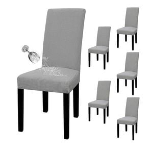 Catzon 6 Pcs Dining Chair Covers Waterproof Stretch-Light Gray