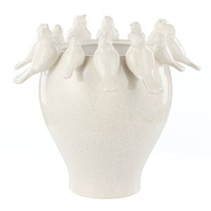 Society Home Rosemary Ceramic Bird Vase Medium Off White 37x37x33cm