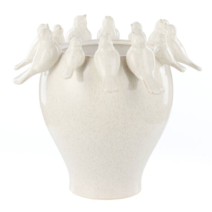 Society Home Rosemary Ceramic Bird Vase Medium Off White 37x37x33cm