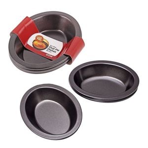 4pc Daily Bake Non Stick Oval Pie Dish 14x10x3cm Black