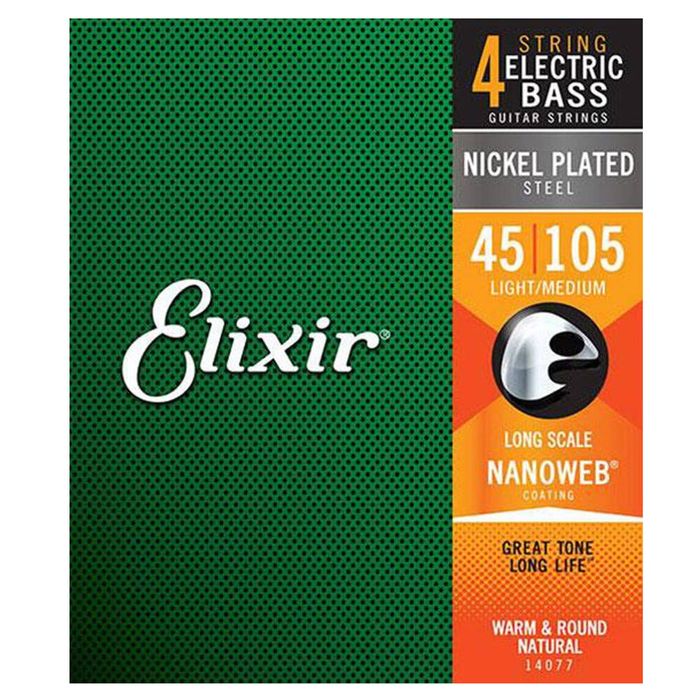 Elixir #14087 Bass String Nano Coating Nickel Plated Steel 45-105 Light Medium