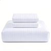 CottonMore 100% Cotton 650TC 1cm Sateen Striped Soft Sheet set White - King