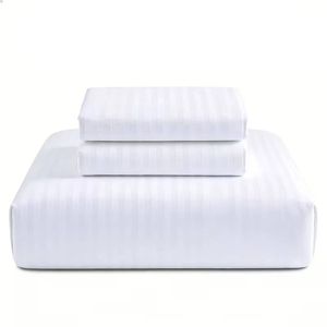 CottonMore 100% Cotton 650TC 1cm Sateen Striped Soft Sheet set White - King