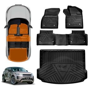 3D Floor Mats Boot Liner Set for Land Range Rover Evoque 2019-Onwards All Weather Heavy Duty Cargo Car Trunk Luggage Tray