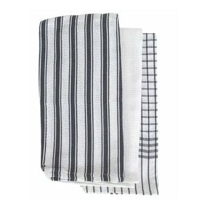 3PK J. Elliot Gardenia Tea Towels 50x70cm Charcoal