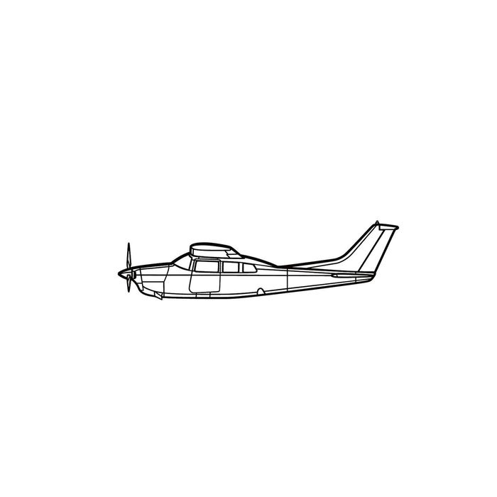 Ignite Laser Cessna 210 Centurion - Six-Seat High-Performance Aircraft Silhouette Metal Wall Art Coated Black 15.7 inch - 40 cm
