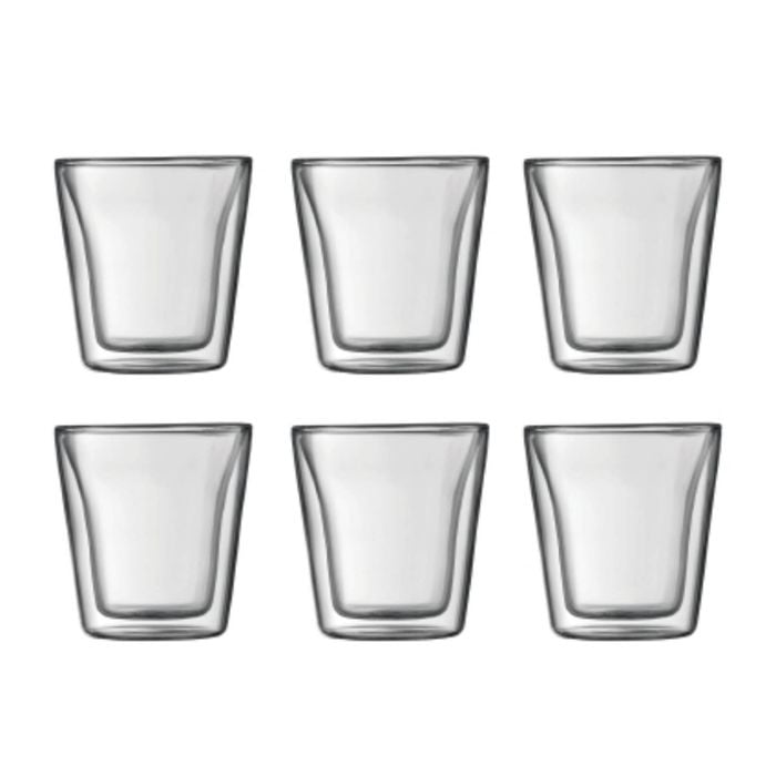 Bodum 10108-10-12  Canteen Double Wall, Small 0.1l - 6pc Glass Set Clear