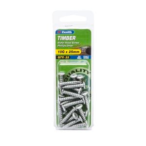 Zenith Timber Wafer Head 10g x 25mm 22pk Galvanised Screws