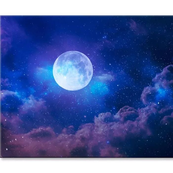Full Moon in The Night Sky View  Print 100% Australian Made 90 x 60cm  (Stretched)