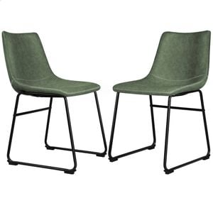 Alfordson 2x Dining Chairs Pu Leather Green