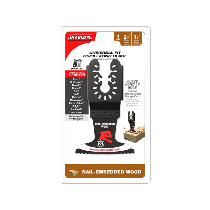 Diablo 65mm Universal Bi-Metal Multi-Tool Blade for Nail-Embedded Wood