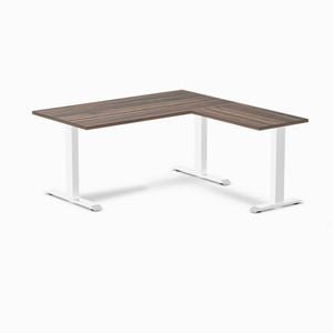 Desky Fixed Height Jarrah Legno Melamine L-shape Office Desk 1500x1550mm White Frame