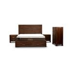 Comfortis 4pc King Bed Frame Suite Bedside Tallboy Furniture Package - Walnut