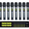 Precision Audio 8 Channel Uhf Wireless Microphone System Rack Mount Lcd Display