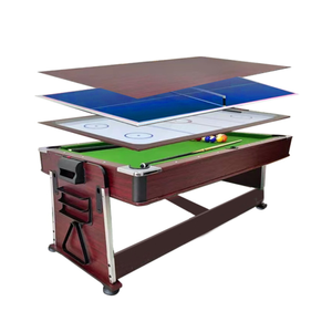 TOPONE 7FT 4-IN-1 Multi-Functional Convertible Table / Pool Table BLACK/WALNUT/WHITE - Walnut