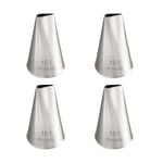 4PK Mondo Stainless Steel #101 Rose Piping Tip - Silver