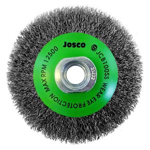 Josco 100 x 20mm Multi-Thread Stainless Steel Crimped Bevel Brush