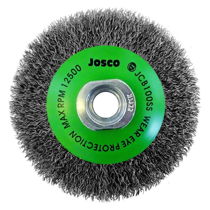 Josco 100 x 20mm Multi-Thread Stainless Steel Crimped Bevel Brush