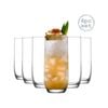 LAV 6 Piece Sude Highball Glasses Set - Contemporary Glass Drinking Tumblers - 315ml