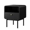 Oikiture Bedside Table Side Table Bedroom Storage Nightstand Metal Black