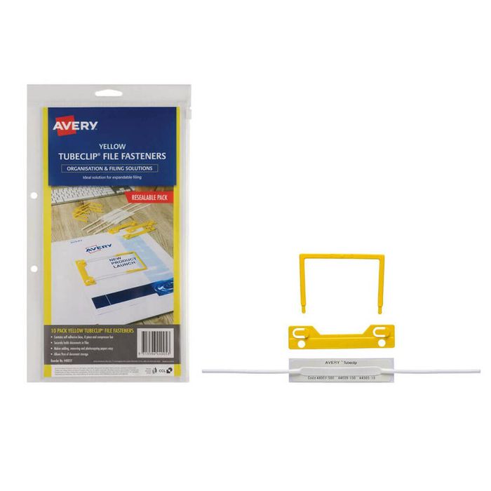 Avery Tubeclip File Fastener (10pk) (Yellow)