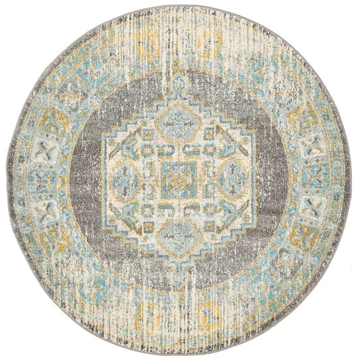 The Rug Connection Sol 944 Grey 240x240cm - Large Round Transitional Pet Friendly Indoor Rug