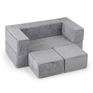 Costway Kid Modular Play Couch Sectional Foam Sofa Bed Activity Grey