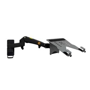 P&P Black Wall Mounted Laptop Arm With Floating Shelf Gas Spring Design For Ergonomic Space Saving Use