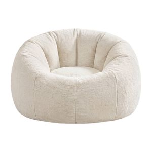 Artiss Bean Bag Chair Cover Faux Fur No Filler Washable Lazy Sofa Cover Beige