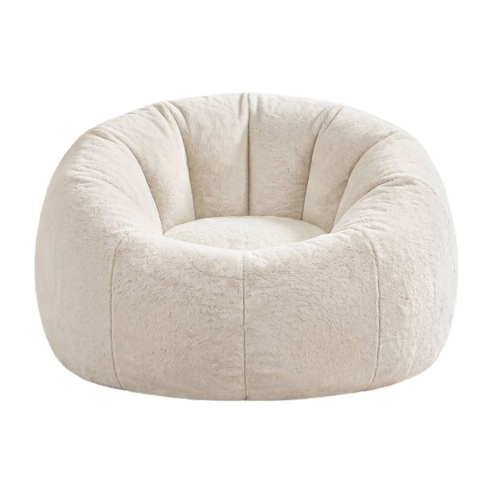 Artiss Bean Bag Chair Cover Faux Fur No Filler Washable Lazy Sofa Cover Beige