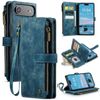 CaseMe C30 For Apple iPhone 17 Air Vintage Leather Folio Zipper Wallet Case with and 7 Card Slots (Sky Blue)