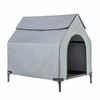 Costway 90*64.5*85.5cm Durable Dog Kenne Weatherproof Pet House Grey