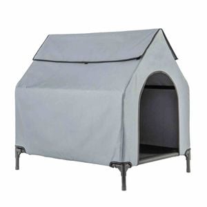 Costway 90*64.5*85.5cm Durable Dog Kenne Weatherproof Pet House Grey