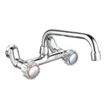 Mondella Cadenza Chrome & Clear 1/2 Turn Wall Mounted Dual Sink Mixer WELS 4 Star 7.5L/min