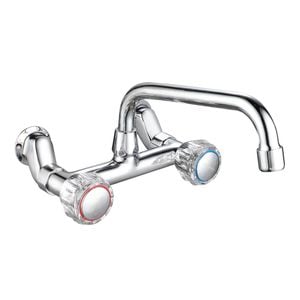 Mondella Cadenza Chrome & Clear 1/2 Turn Wall Mounted Dual Sink Mixer WELS 4 Star 7.5L/min