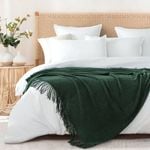 Gioia Casa Micro Plush Knitted Woven Throw Blanket - Forest