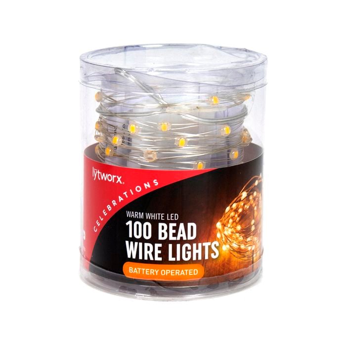Lytworx Warm White Battery Operated Bead Wire Lights - 100 Pack
