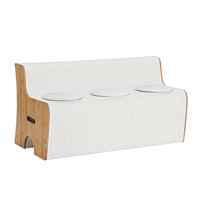 Artiss Folding Kraft Paper Sofa 3 Seater Accordion Bench With Pu Leather Cushion Collapsible Couch