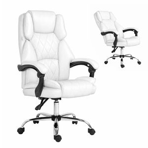 Artiss Ergonomic Office Chair with Headrest Computer Gaming Chair PU Leather White
