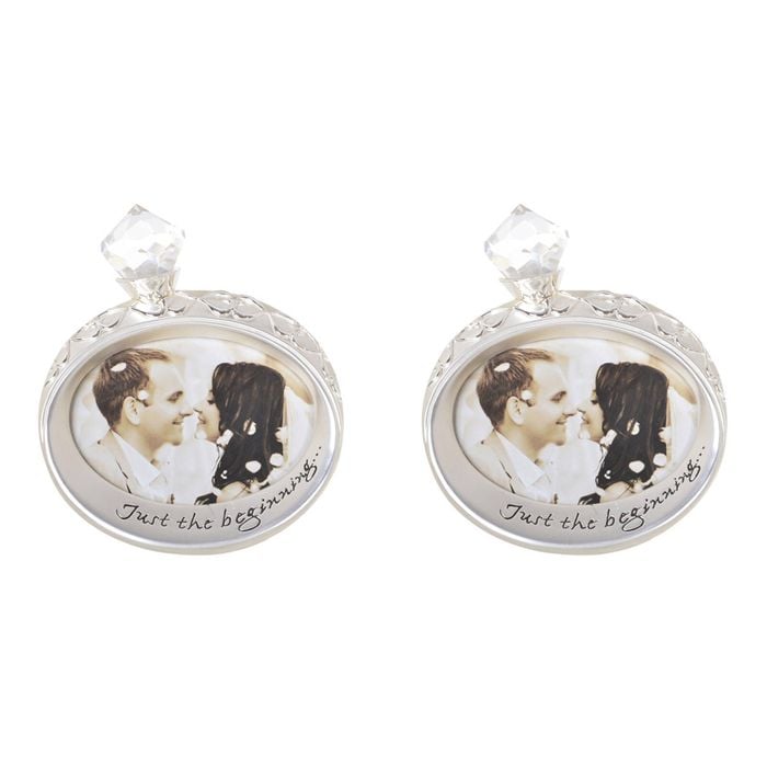 2PK Gibson Gifts Silver Engagement Ring Photo Frame Round