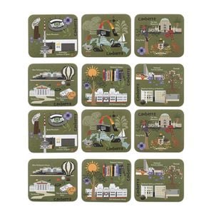 2x 6pc Ashdene Land Down Under Canberra Cork Drinking Mat Coaster 11x9.7cm