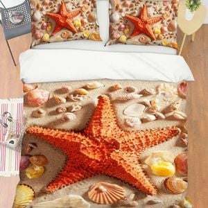 3D Starfish Shell 214 Bed Pillowcases Quilt King Size