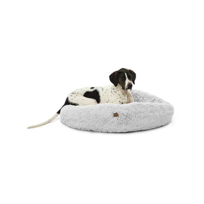 Charlie's Shaggy Faux Fur Round Calming Dog Bed Arctic White Large