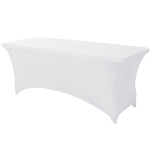 Just Party Linen White Rectangular Spandex Tablecloth - 6ft (183cm
